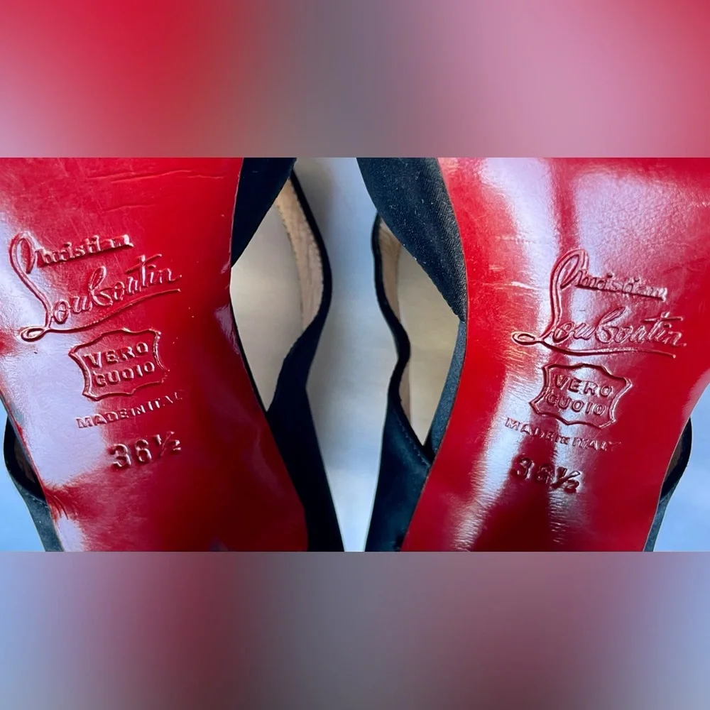 Christian Louboutin Satin Studded Accents T-strap Pumps - Picture 15 of 16